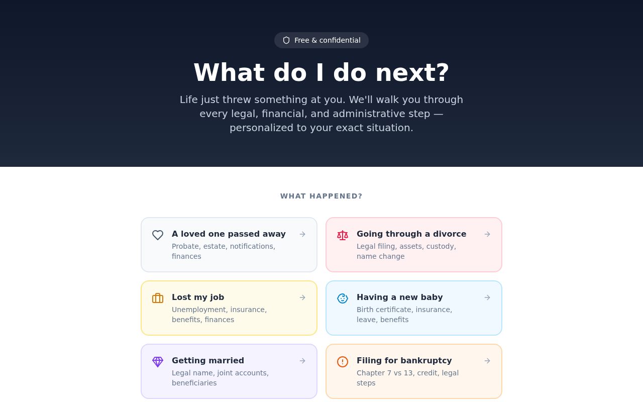What Do I Do Next — AI life event planning app